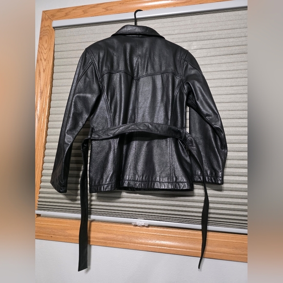 Wilsons Leather Black Belted Jacket - Picture 4 of 4